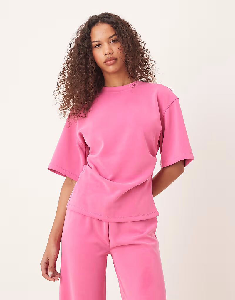 

Футболка ASOS DESIGN Cupro Corset Taile розового цвета