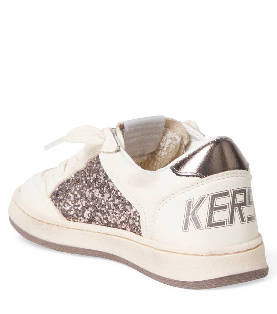 Кроссовки Ball Star из кожи с блестками Golden Goose Kids, Taupe/White — фото 2