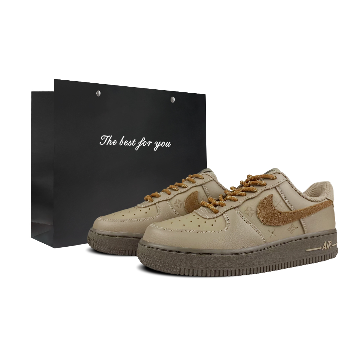 

Air Force 1 Lv8 BNK Timber, с фирменным штампом устойчивые к истиранию низкие кроссовки для скейтбординга Unisex Nike, Timber Imprint-Shopping Bag