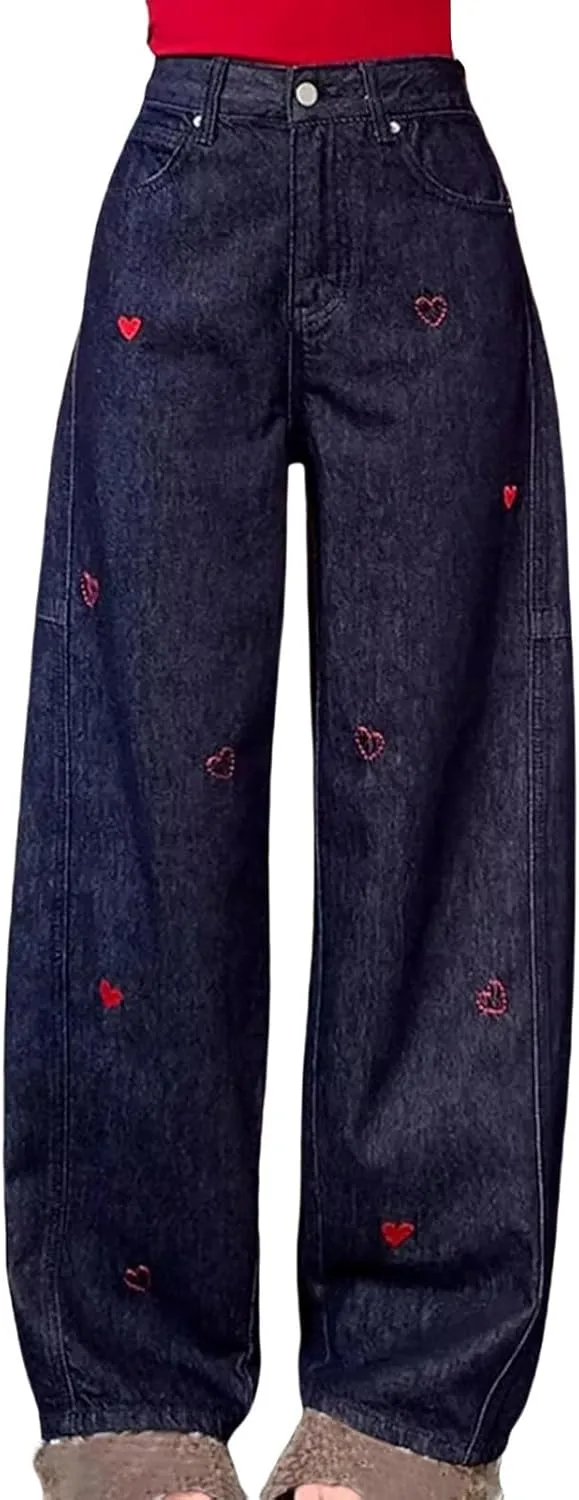 

Женские джинсы Boyfriends с вышивкой в виде сердца HGps8w