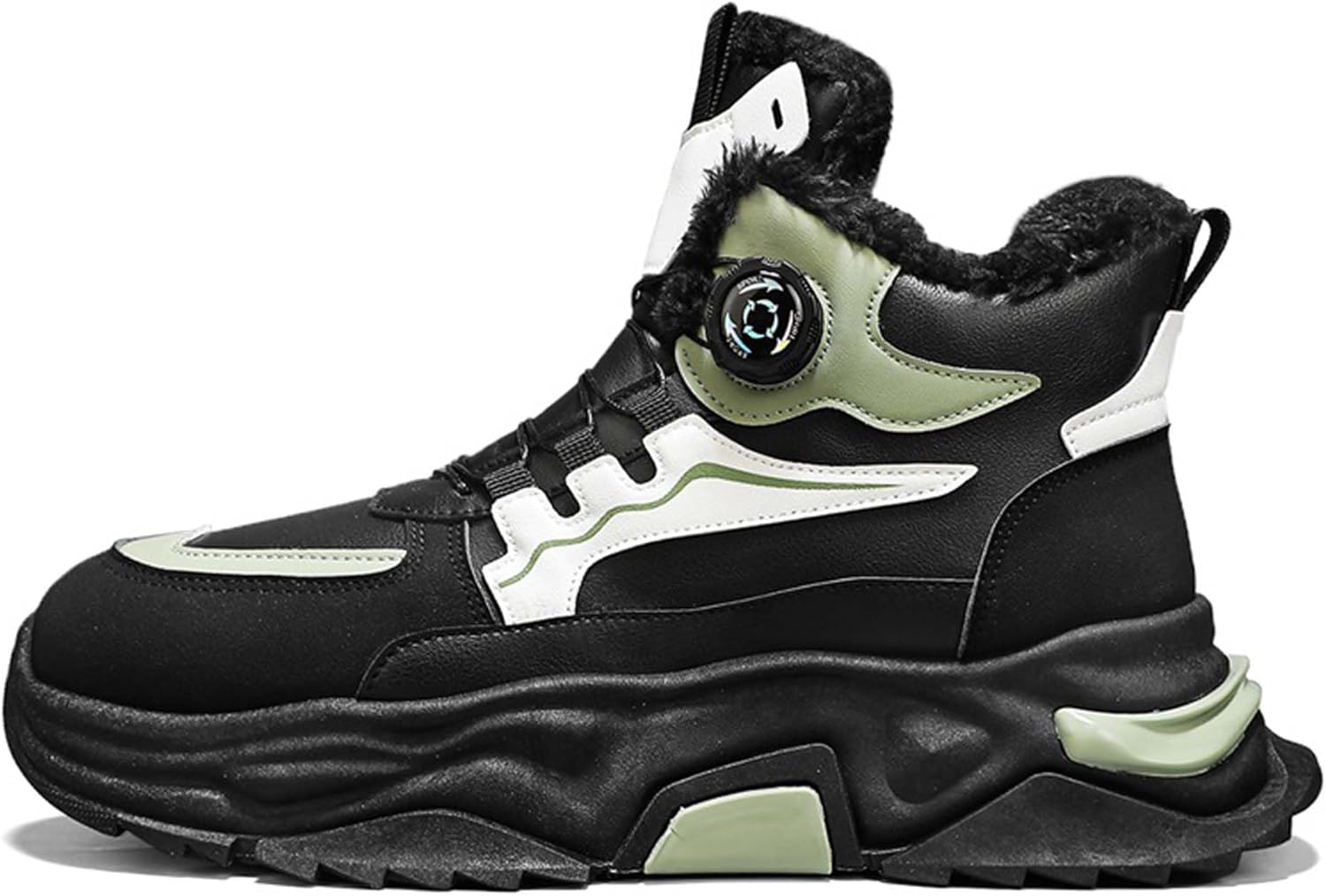 

Зимние бархатные теплые спортивные кроссовки с высоким верхом, модные, с нескользящей подошвой, толстая подошва для походов Generic, зеленый