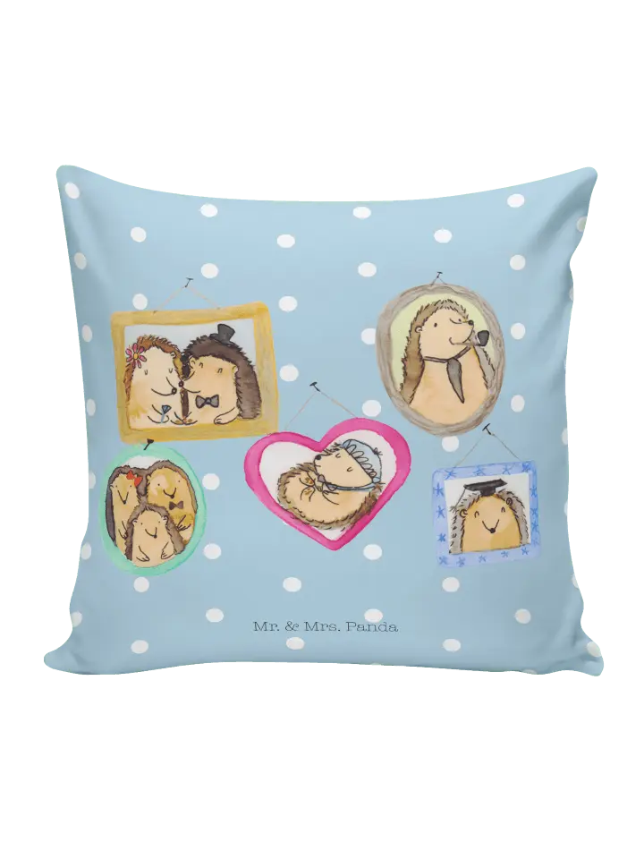 

Подушка Mr & Mrs Panda 40x40 Igel Familie, цвет blau pastell