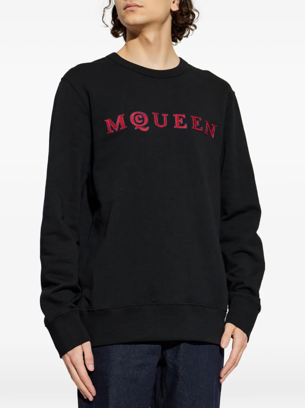 Свитер с вышивкой и длинными рукавами Alexander Mcqueen, черный — фото 3
