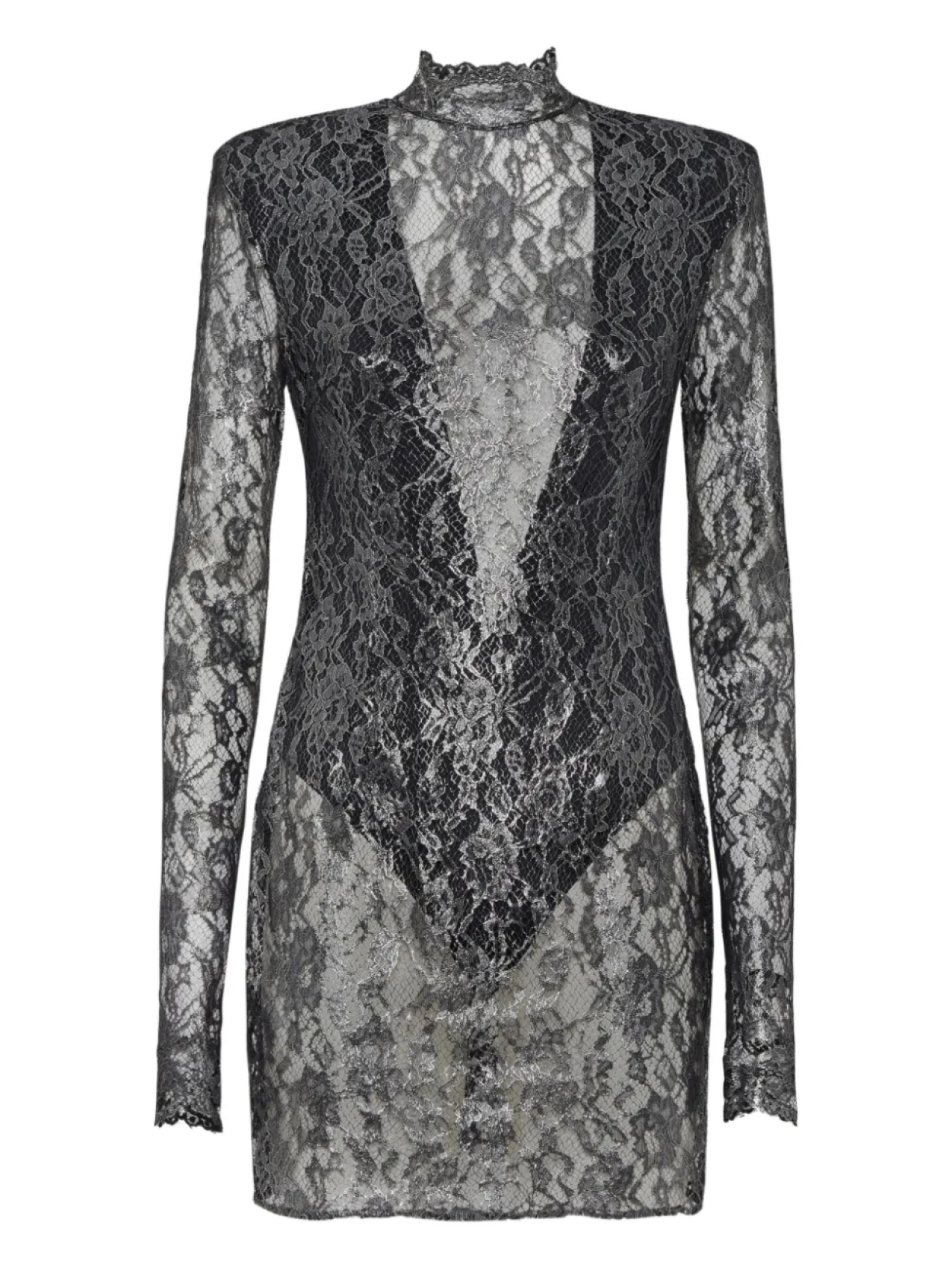 

Мини-платье из кружева с кристаллами Philipp Plein, черный