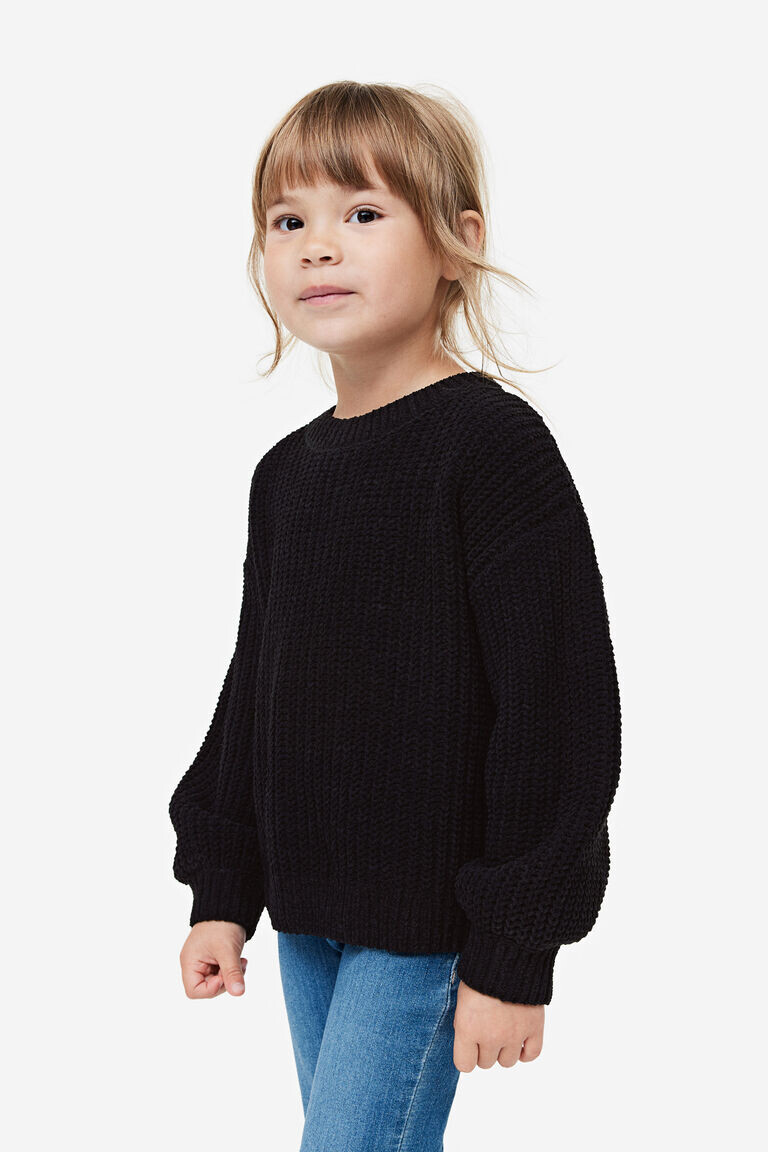 

Вязаный джемпер из синели H&M, черный