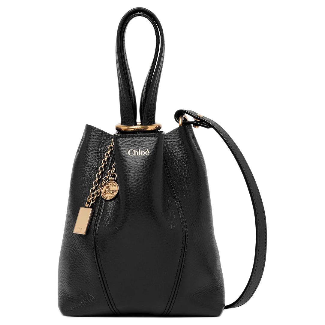 

Chloé Женская сумка-тоут Spin из зернистой кожи, черная