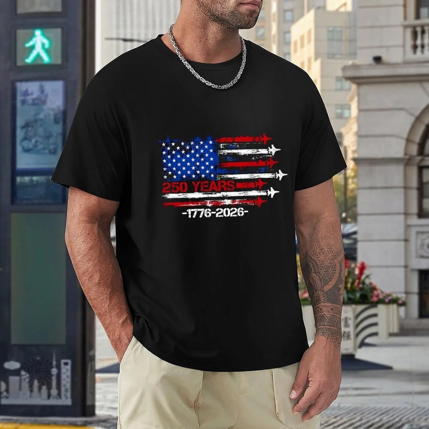 Футболка с принтом America's 250th Anniversary, хлопок, черная — фото 2