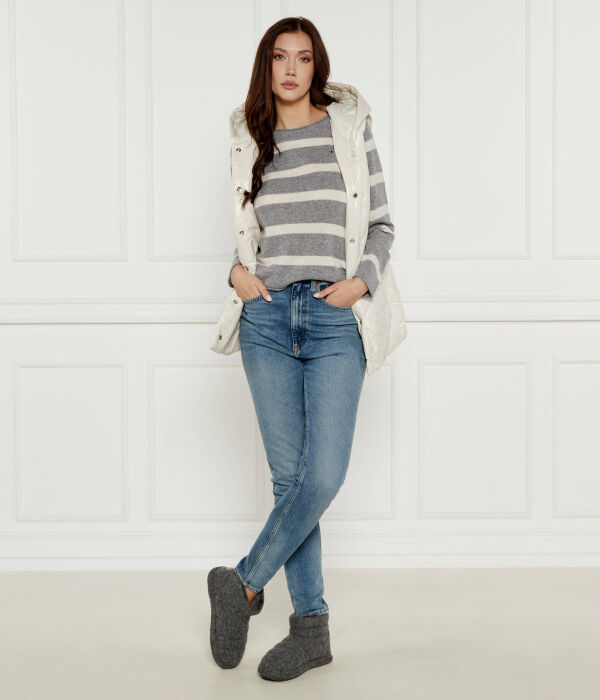 Джемпер женский Tommy Hilfiger шерстяной в полоску, серо-белый — фото 2