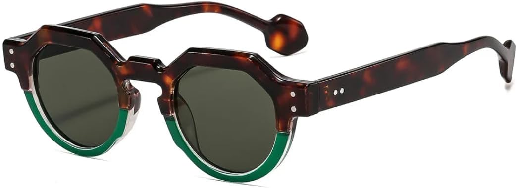 

Модные маленькие солнцезащитные очки неправильной квадратной формы для женщин, ретро круглые очки с защитой от УФ-излучения UV400 для мужчин, с заклепками, в стиле панк UATXTAU, Green