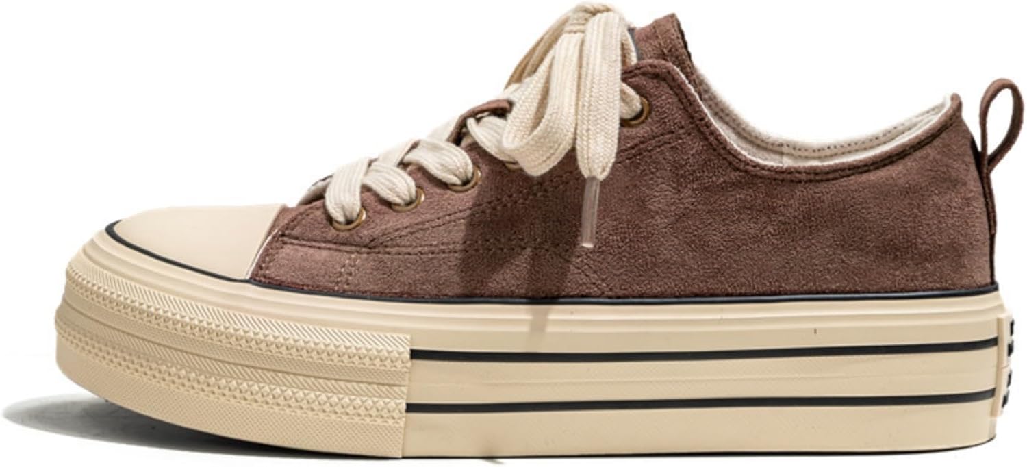 

Мужские кроссовки на платформе из холщовой ткани - на шнуровке, повседневная обувь с ретро-стилем, удобные и стильные для ежедневной носки, идеально подходят для мужской моды Aokisx, темно-коричневый