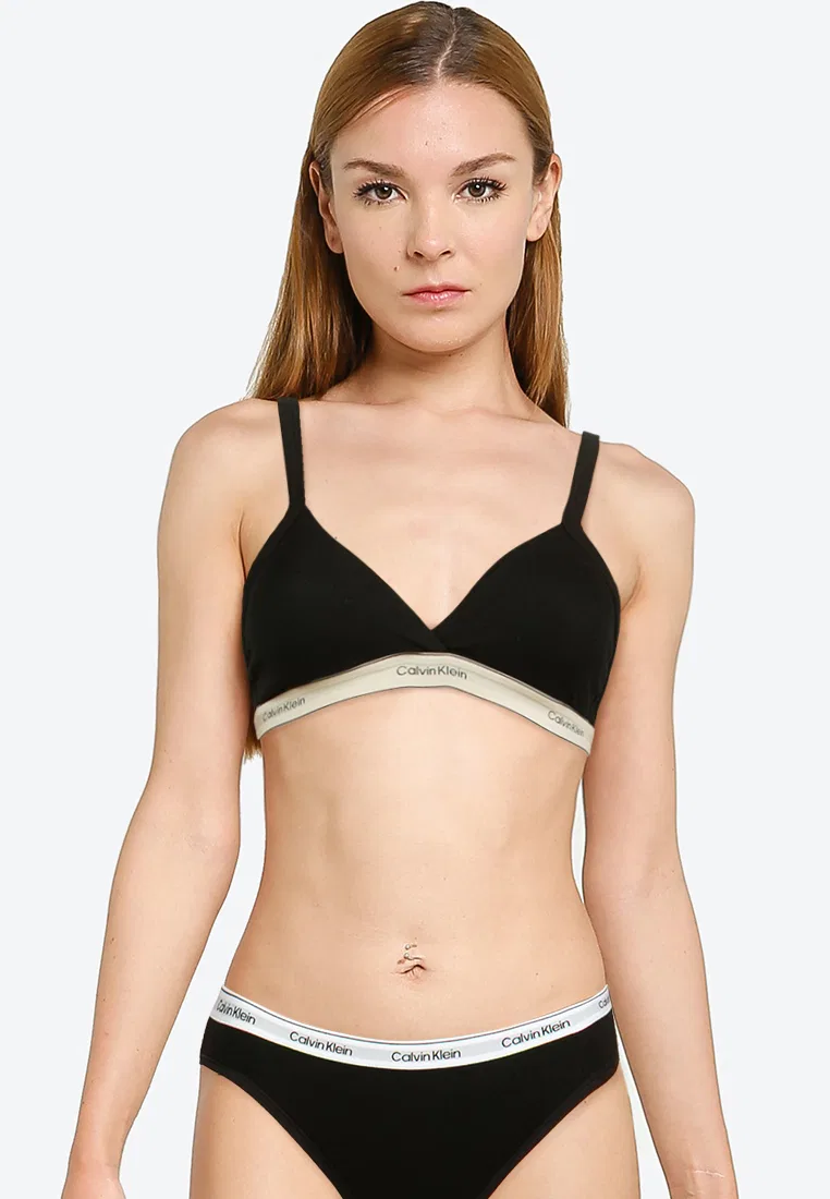 Бюстгальтер-бралетт треугольный, с легкой подкладкой, Calvin Klein, черный