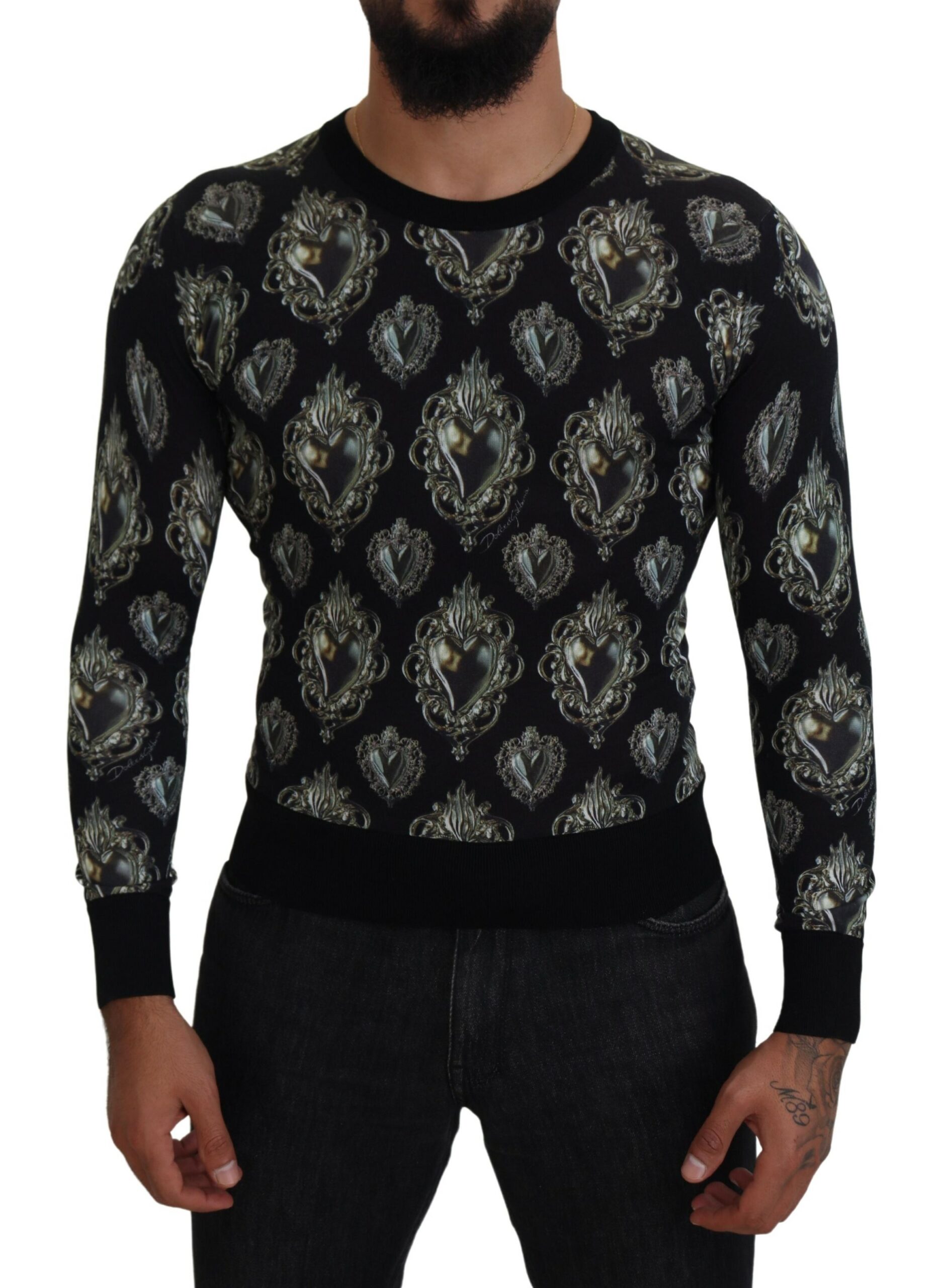 

Элегантный шелковый свитер Sacred Heart Dolce & Gabbana, черный