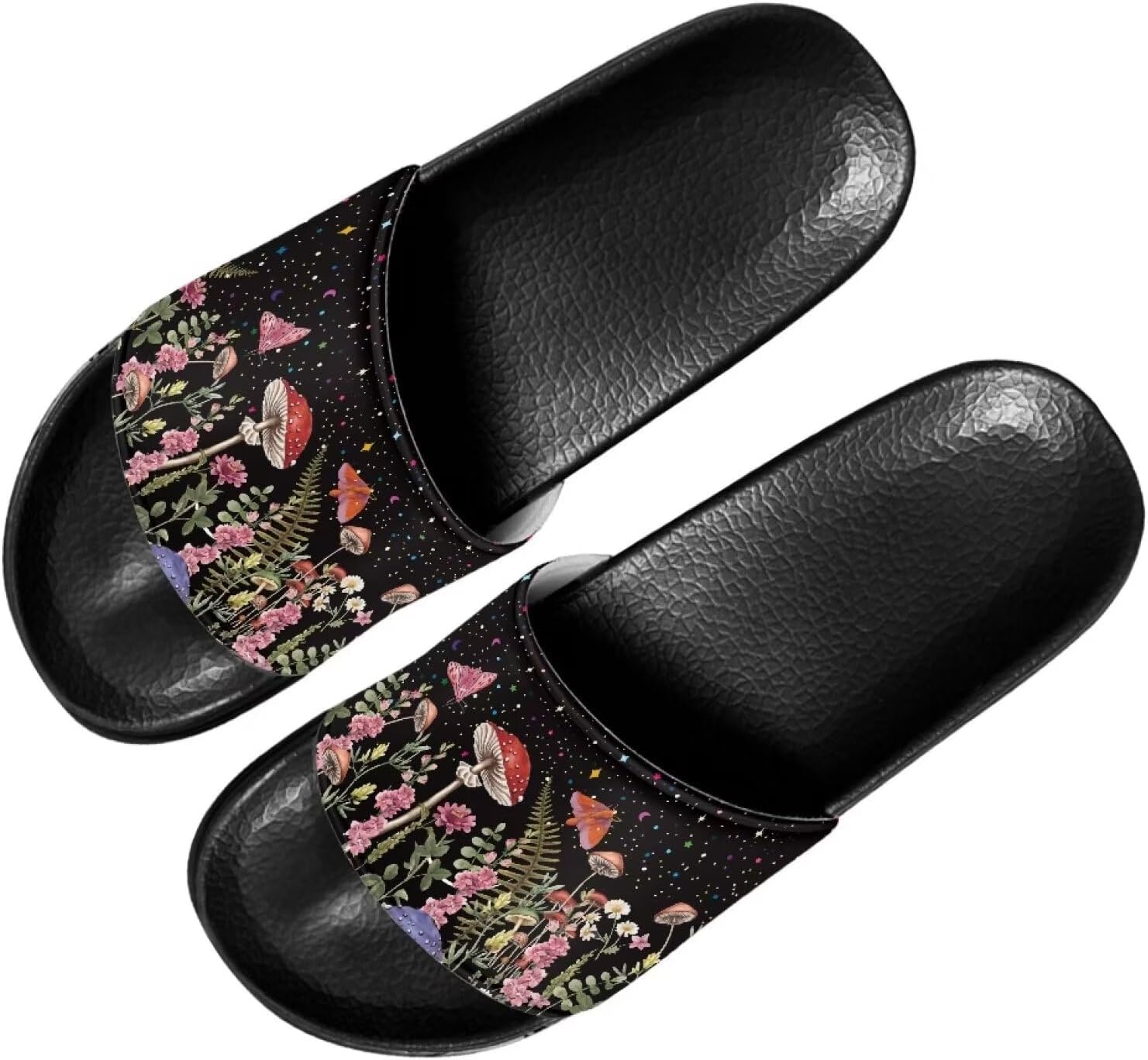 

Забавные тапочки Binienty для взрослых, сандалии унисекс, нескользящие, быстросохнущие, для душа и ванной, Mushroom Night