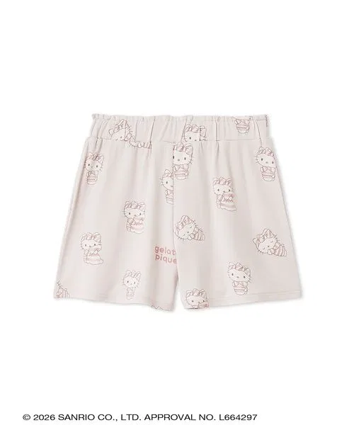 Шорты детские с принтом Hello Kitty и Cinnamoroll, Gelato Pique, 95% вискозы, 5% полиуретана, светло-голубой — фото 2