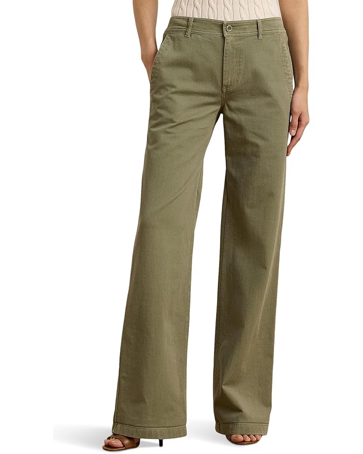 

Брюки Lauren Ralph Lauren Cotton Twill Wide Leg Pants, цвет Sage Green