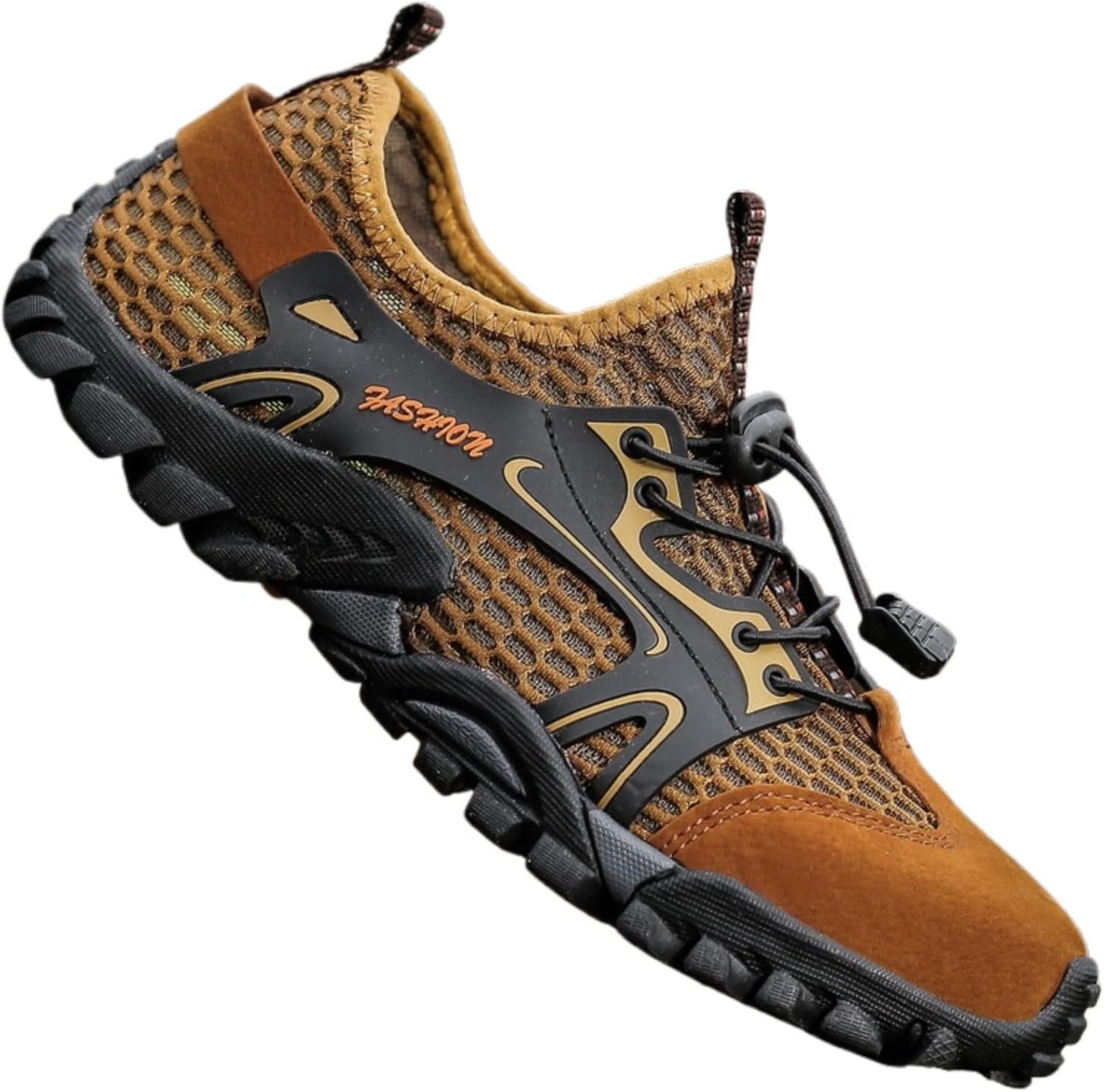 

Мужские низкие туристические кроссовки с высокой и толстой подошвой, дышащие сетчатые кроссовки для трейл-раннинга, с противоскользящей резиновой подошвой для походов на открытом воздухе и прогулок по воде Azttoztto, коричневый