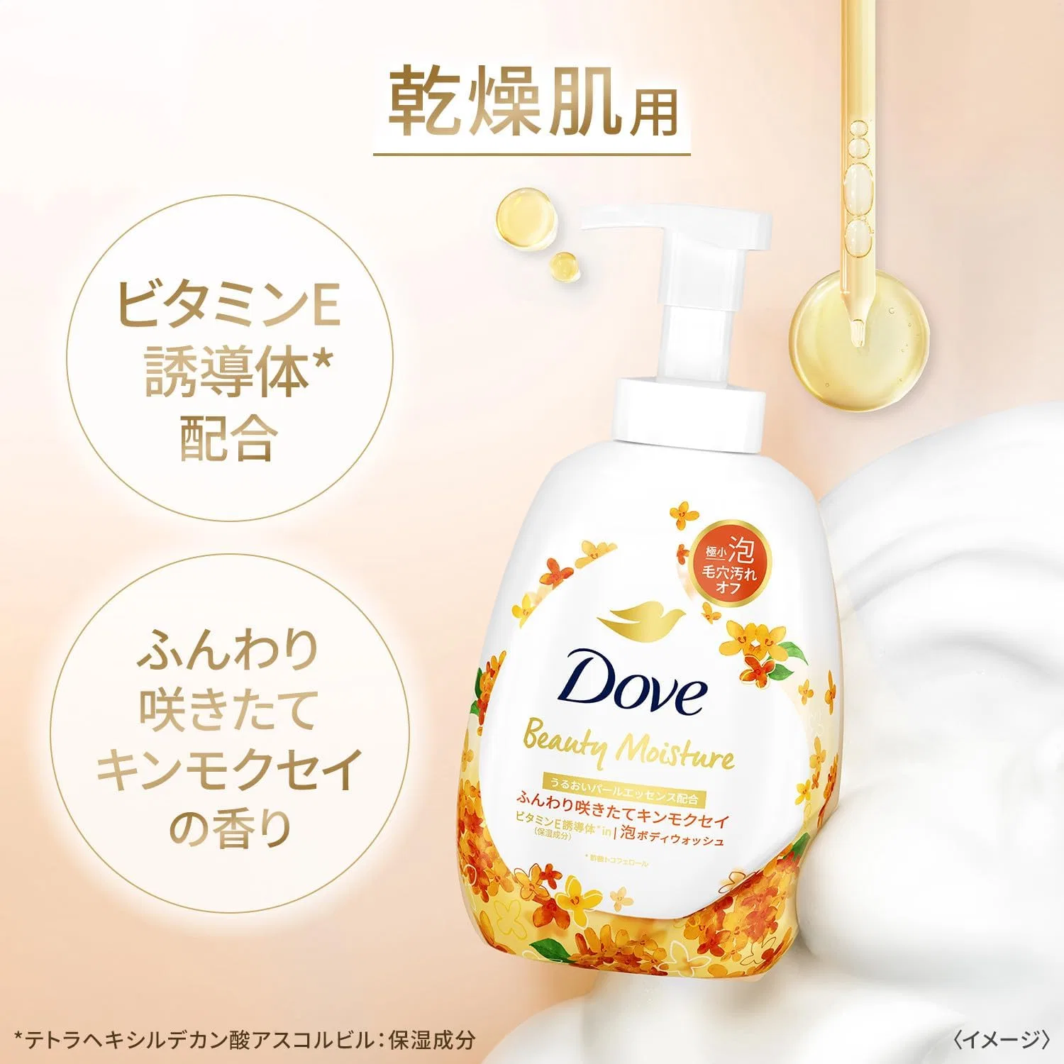 Пенка для умывания Dove Beauty Moisture Foaming Body Wash с ароматом османтуса, 430 г — фото 4
