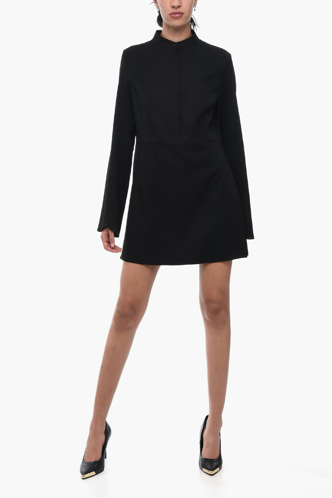

Блузка Jil Sander с воротником-стойкой и разрезами по бокам, черный
