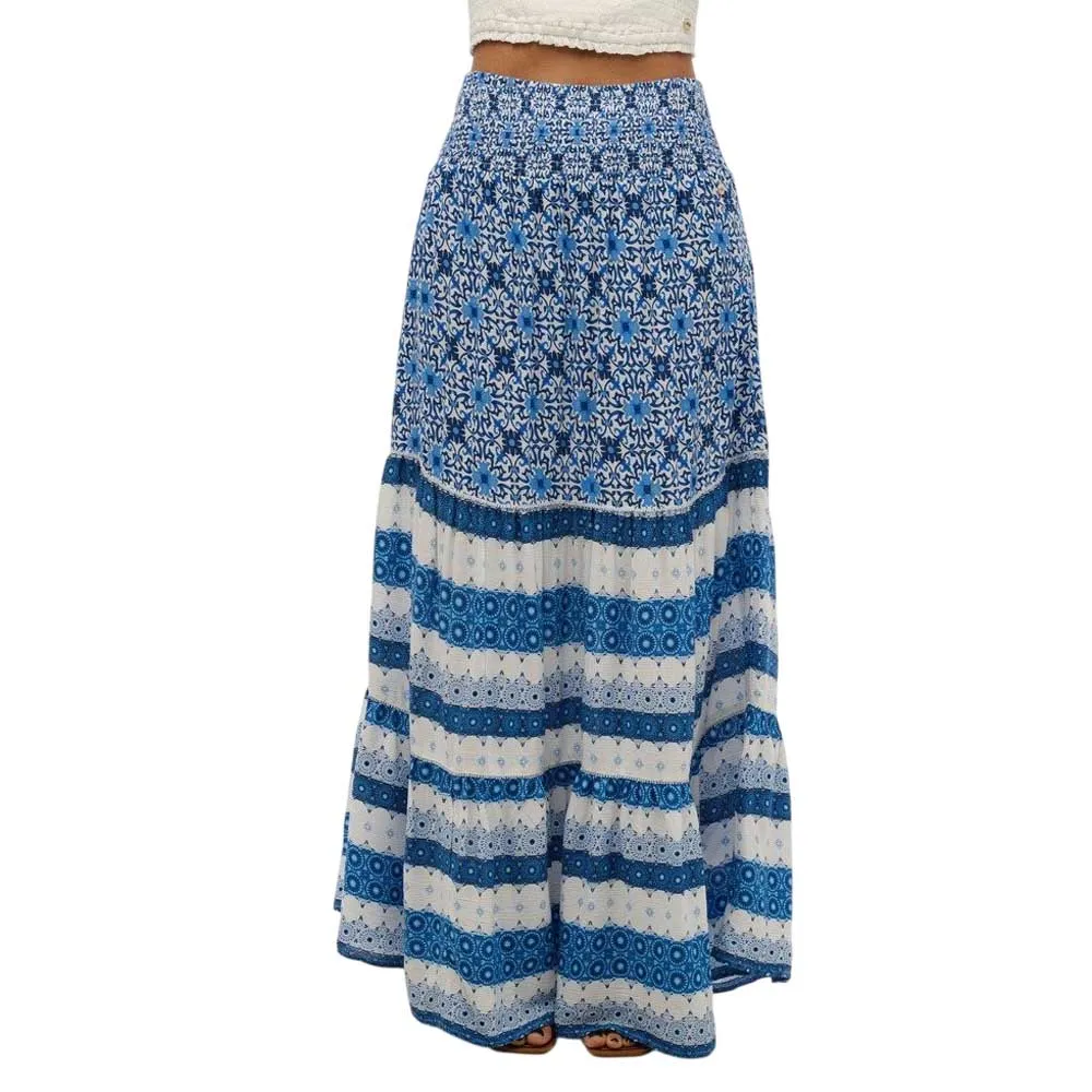 

Юбка Superdry Printed long skirt, синий