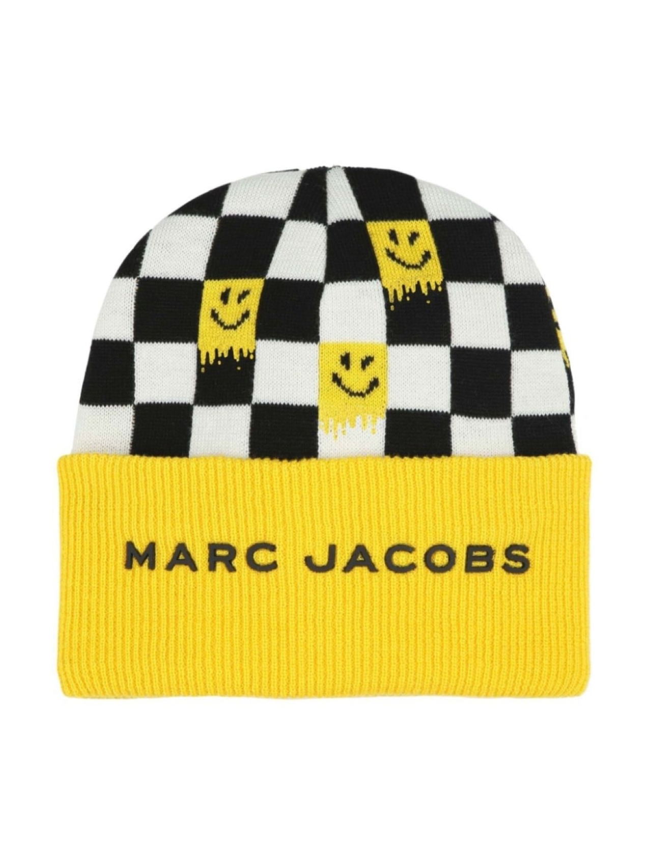 

Marc Jacobs Kids клетчатая шапка бини в рубчик, желтый