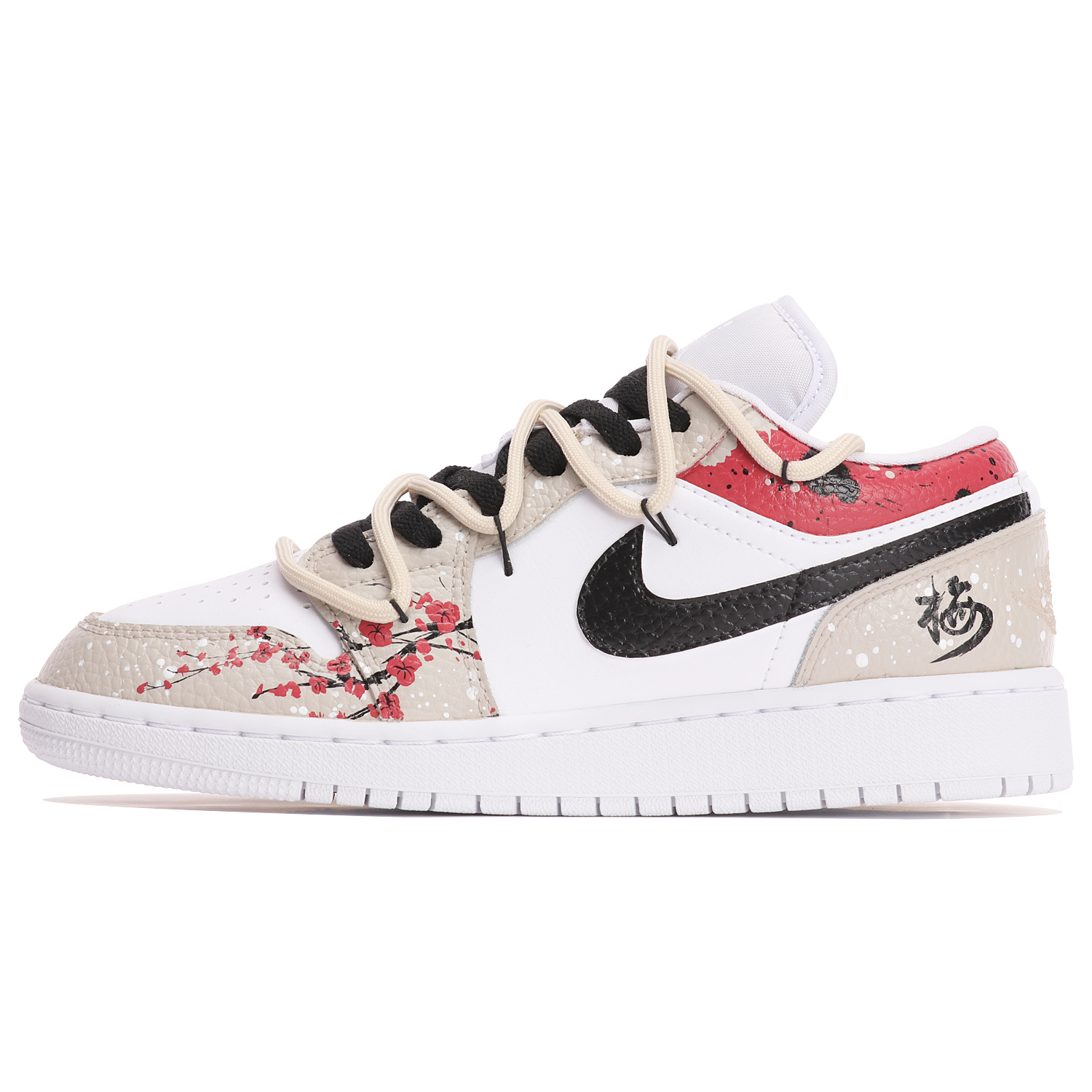 

Кроссовки Air Jordan 1 Vintage Basketball Shoes Women's Low-top Beige/Red, бежевый/красный