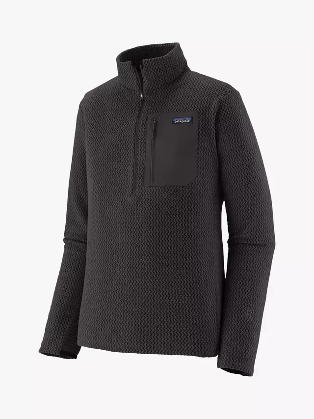 Мужская флисовая толстовка R1 Air Zip с застежкой-молнией на воротнике, черная Patagonia