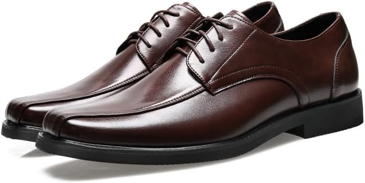 

Мужские классические кожаные оксфорды с квадратным носком, лоскутной отделкой, шнуровкой, массивным каблуком, удобные, с нескользящей подошвой, формальная обувь для свадьбы, вечеринки, повседневного ношения Uzujbaa, коричневый