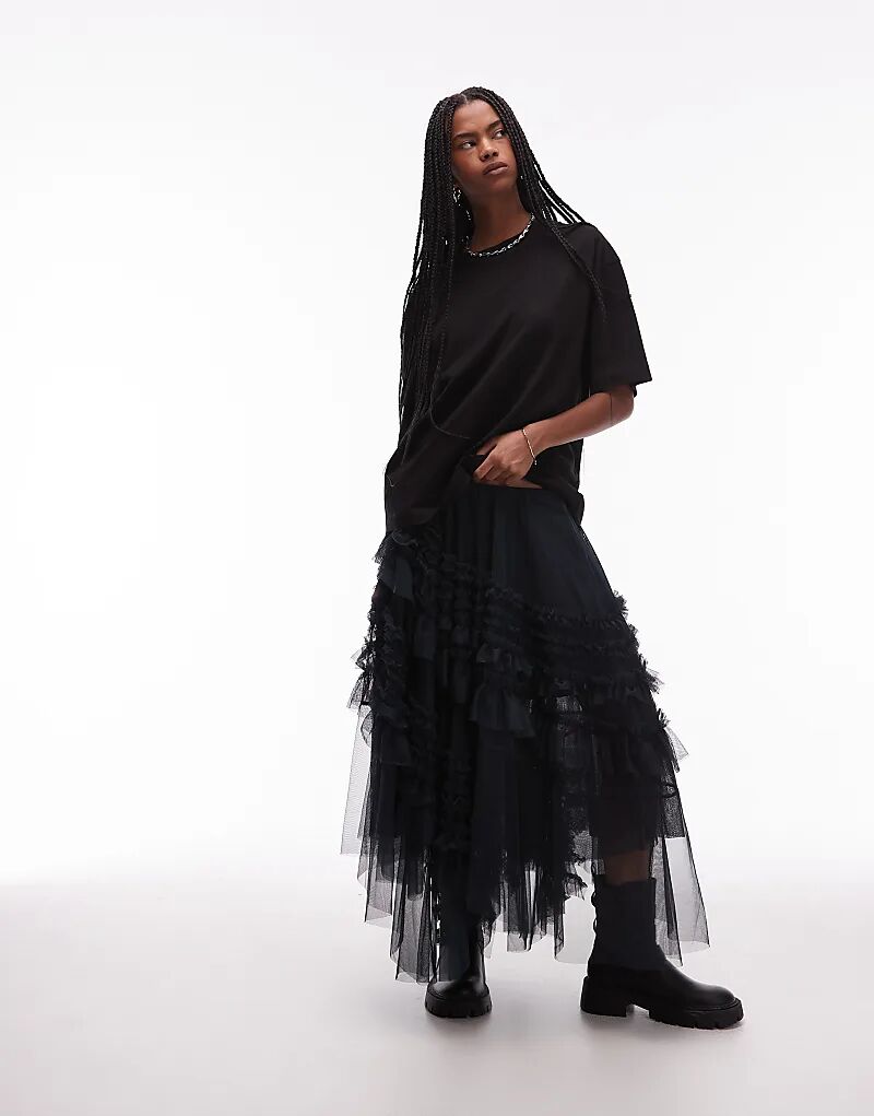 

Юбка из тюля Allsaints Jen темно-синего цвета