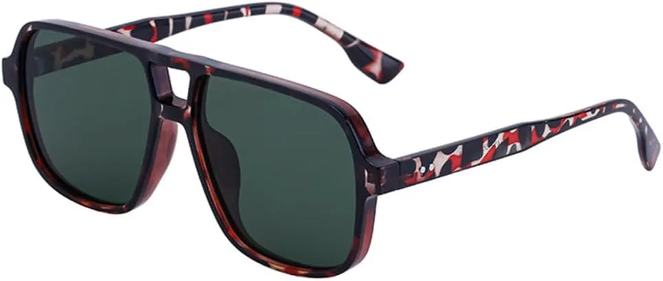 

Ретро солнцезащитные очки с двойной перемычкой для женщин, градиентные солнцезащитные очки UV400, декоративные заклепки для мужчин HDUBFY, Red Dark Green