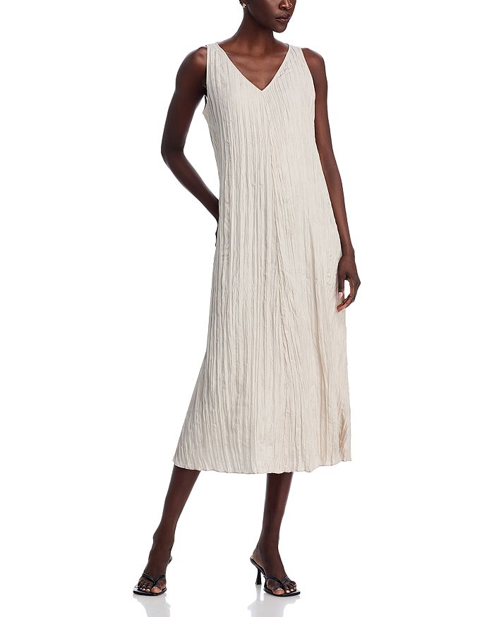 

Платье миди из жатого шелка Eileen Fisher, белый