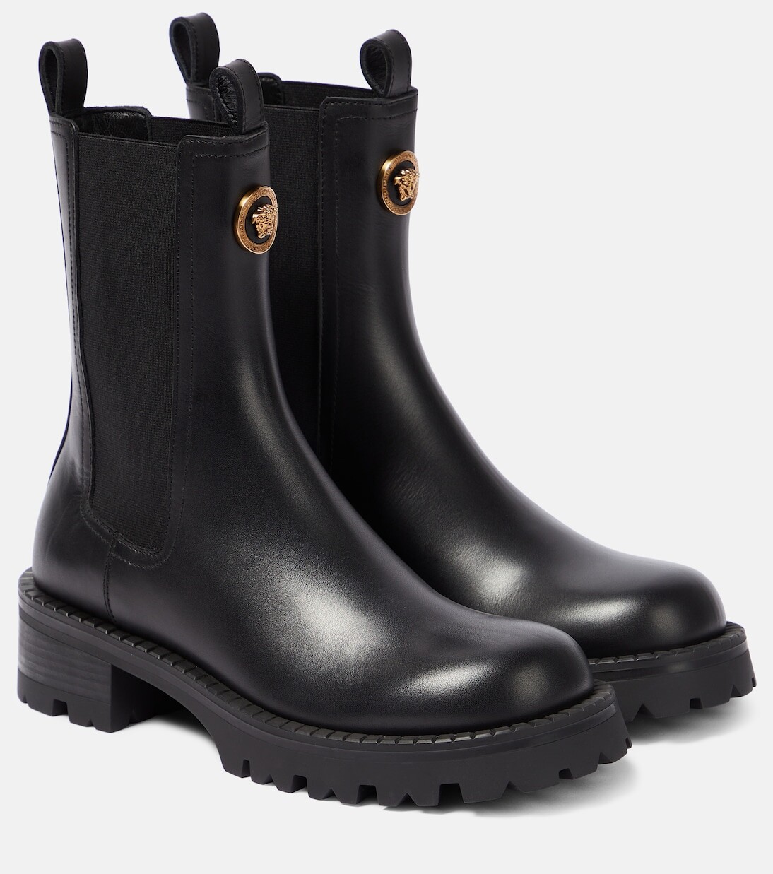 Кожаные ботинки челси с декором medusa Versace, черный