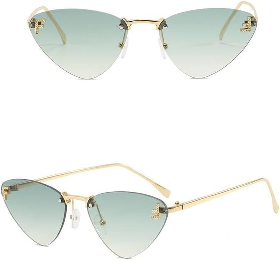 

Солнцезащитные очки без оправы «кошачий глаз» для женщин, винтажные линзы Ocean, модные, стильные, роскошные солнцезащитные очки с градиентным переходом цвета generic, Gradient Green