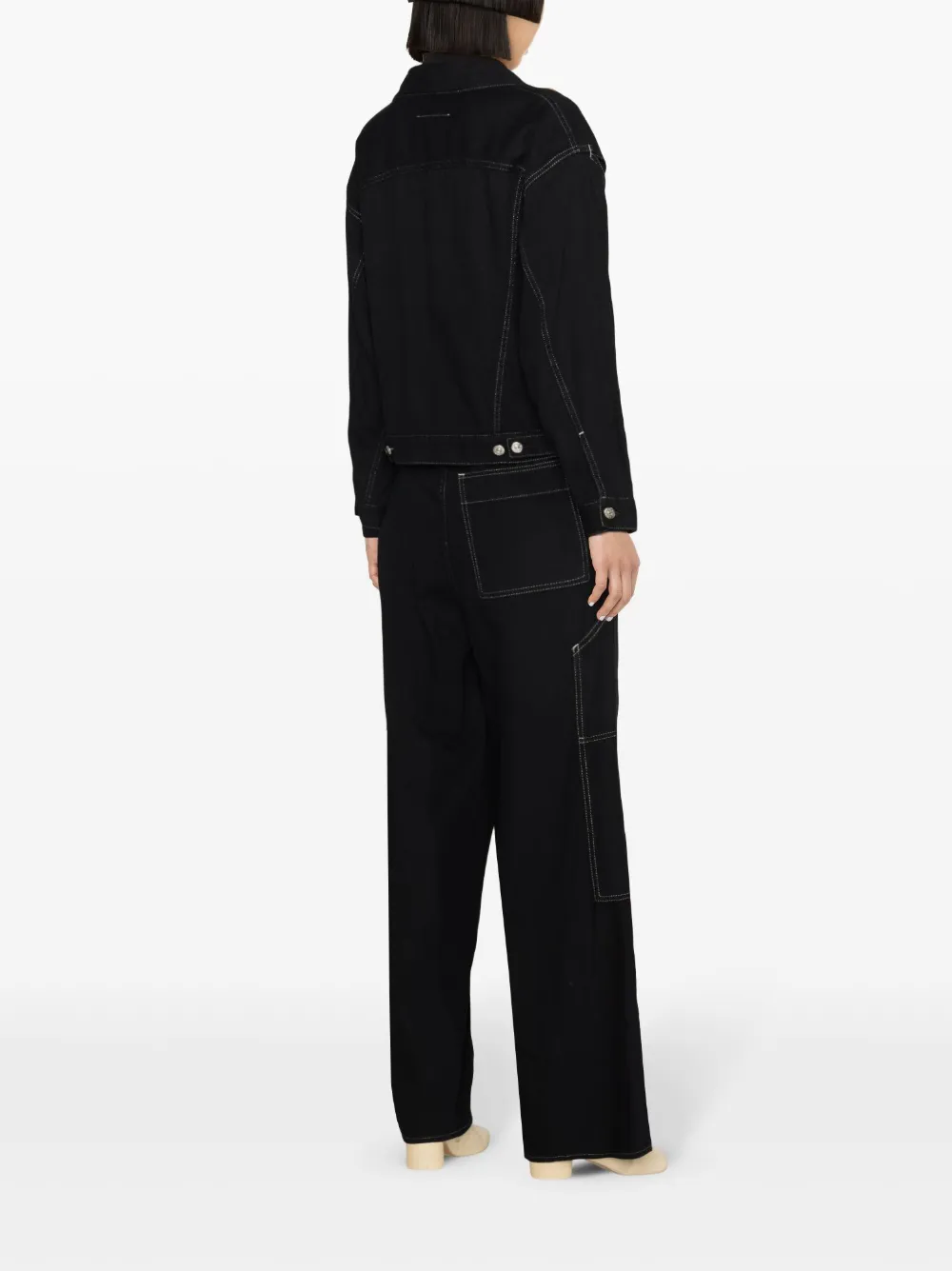Джинсовая куртка с эффектом металлик MM6 Maison Margiela, черный — фото 4