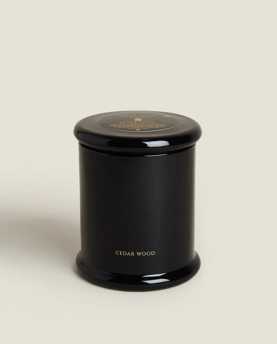 Ароматическая свеча Zara Home Cedar Wood Scented, 350 гр, небесно-голубой — фото 4