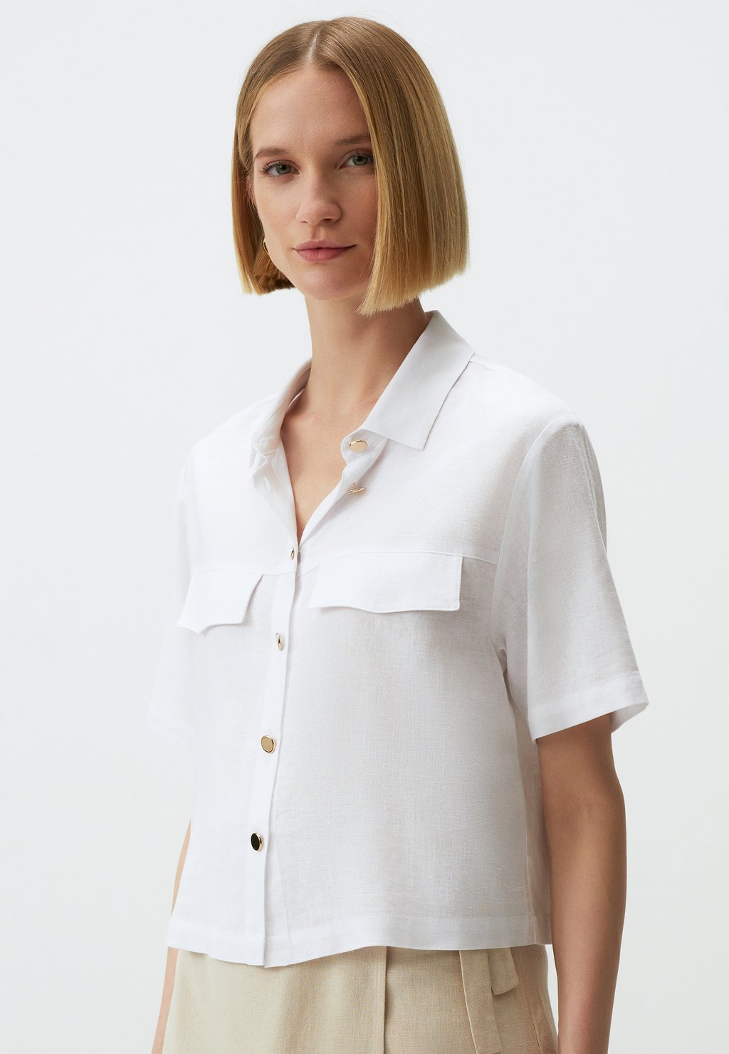 

Блузка на пуговицах SHORT SLEEVE WITH POCKET DETAIL Jimmy Key, белый