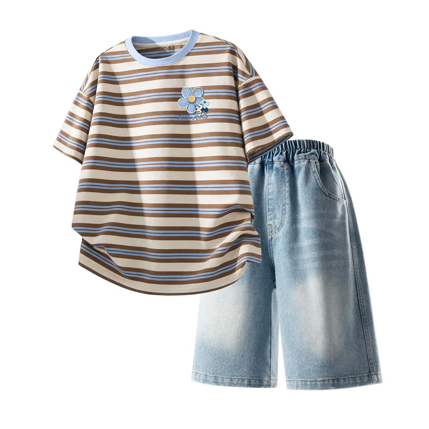 Детский спортивный костюм Casual Sportswear 2 Piece Set Disney, Di Hua Jie K Blue Coffee+Solid Color Denim Blue