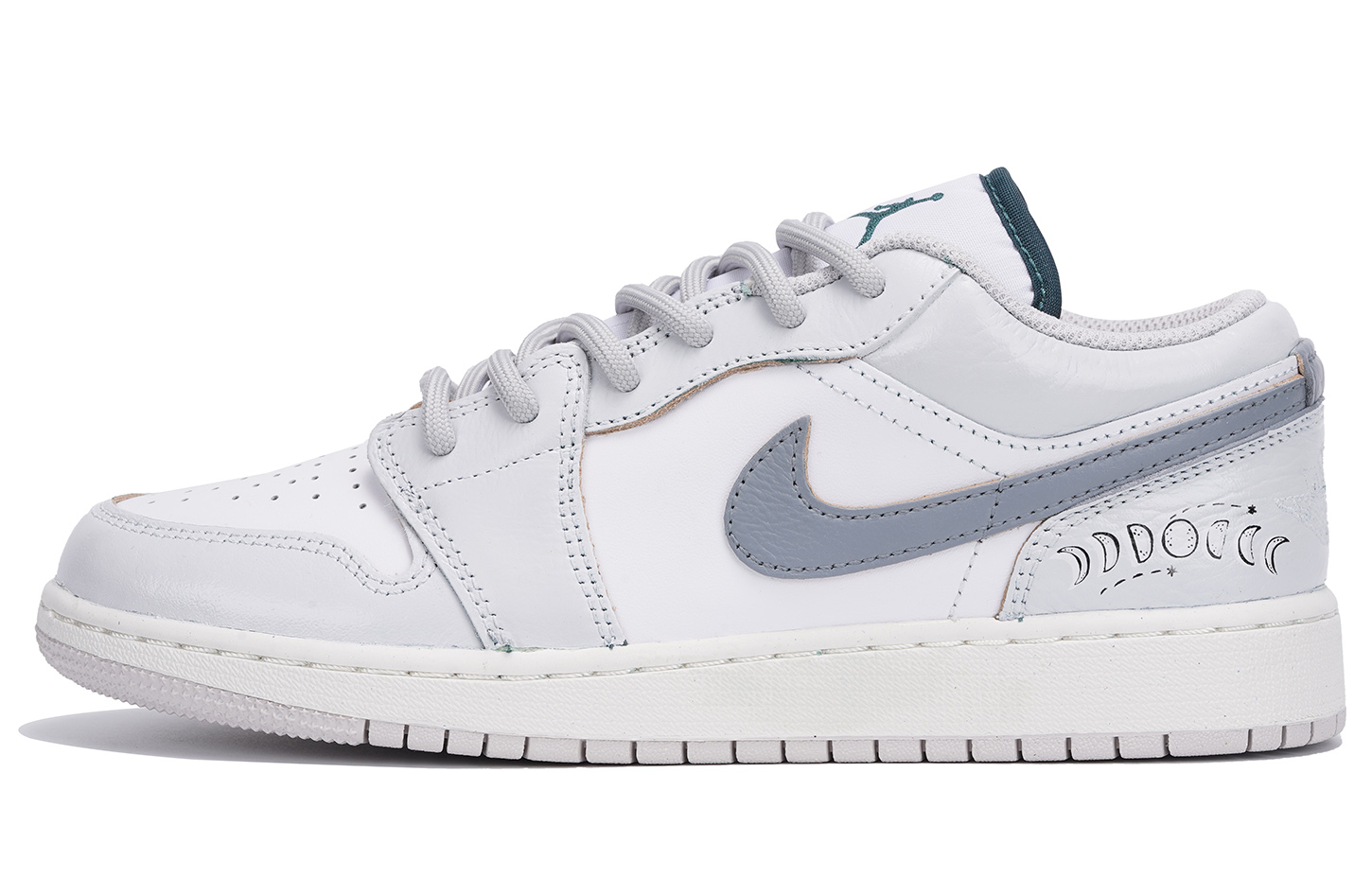 

Air 1 Moon Orbit нескользящие устойчивые к истиранию низкие детские баскетбольные кроссовкиc Jordan, серый/белый