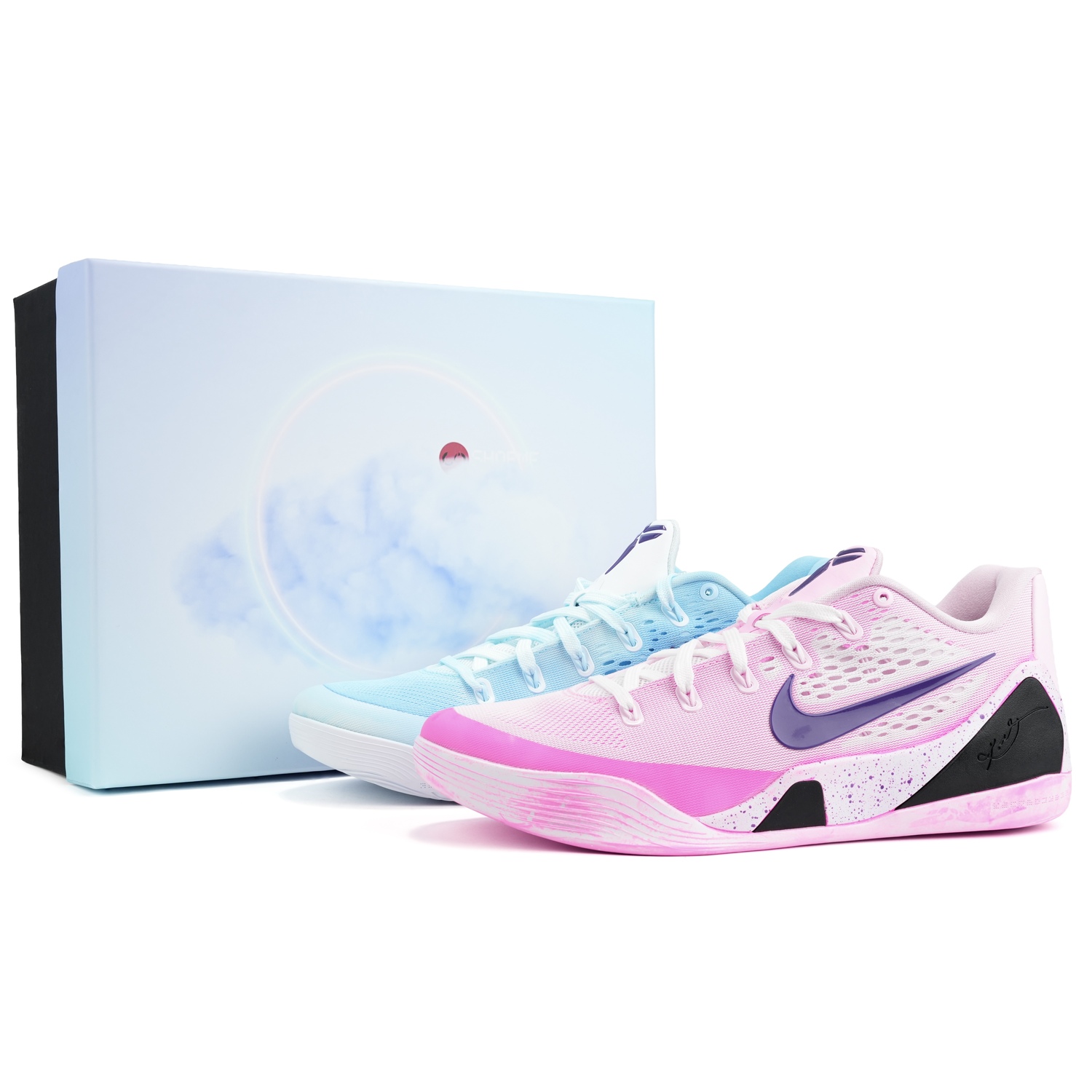 

Nike Кроссовки Kobe 9 с амортизацией, износостойкие, низкие, баскетбольные, унисекс, сине-розовые