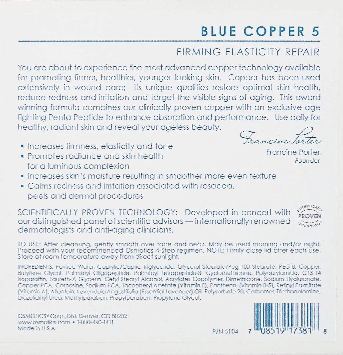 Сыворотка Osmotics Cosmeceuticals — Blue Copper - укрепляющий и восстанавливающий эластичность против морщин, для повышения, 237 мл — фото 3