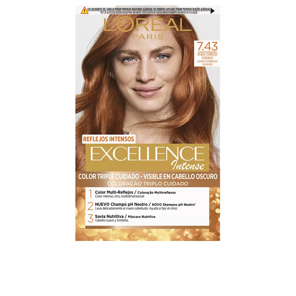 

Краска для волос Excellence intense L'Oréal París, цвет 7,43 rubio cobrizo dorado, 1 шт.