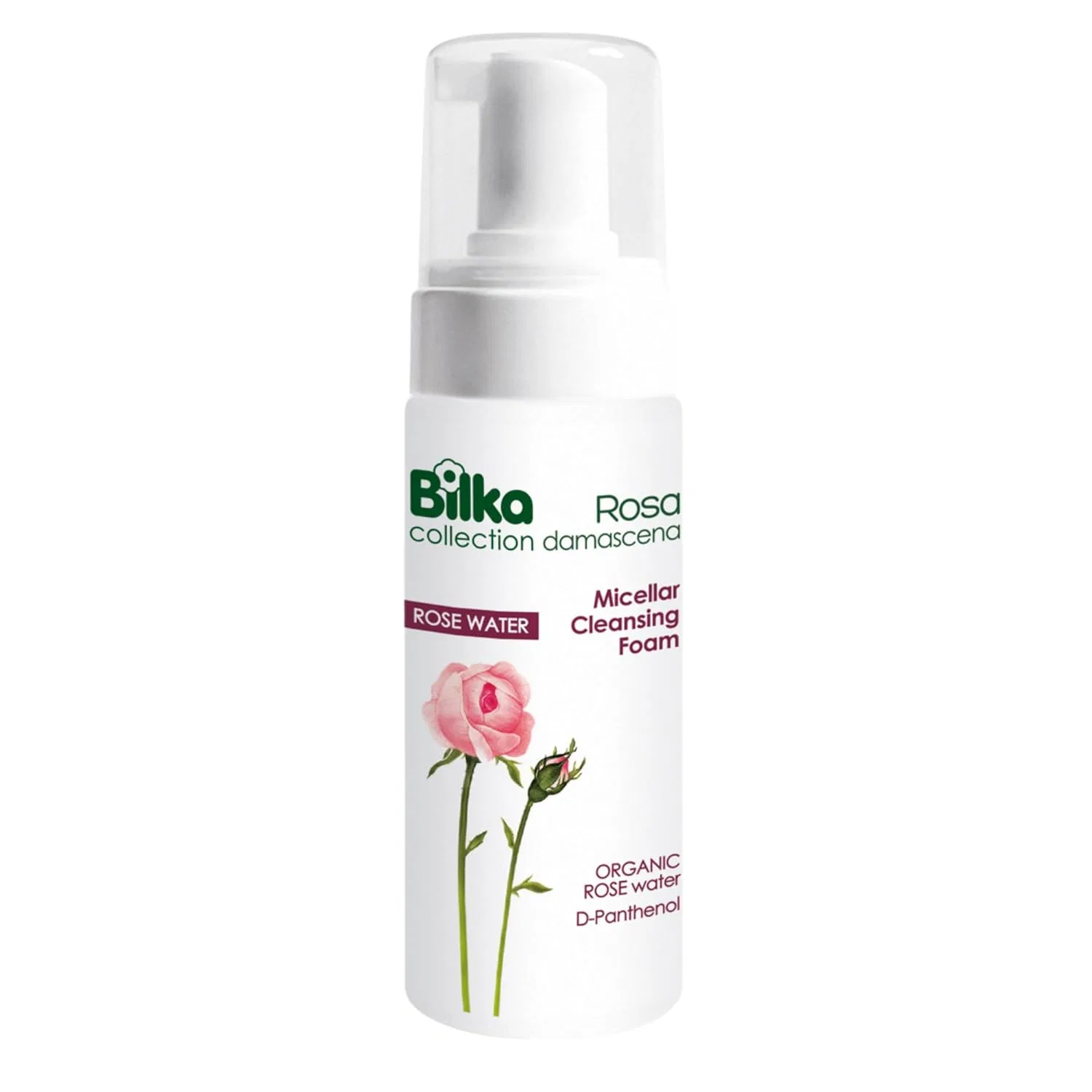Мицеллярная вода Bilka Collection — Очищающая мицеллярная пенка Pink Damascena со % органической розовой водой, 140 мл