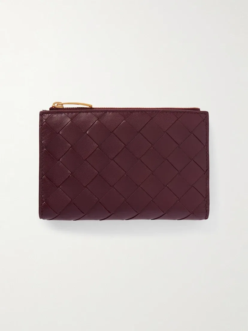 Кожаный кошелек Intrecciato BOTTEGA VENETA, золотой