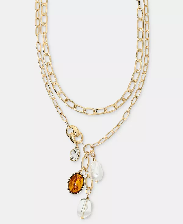 

Многослойное ожерелье-лариат со смешанными подвесками, 16-1/2 дюйма + удлинитель 3 дюйма, эксклюзивно в Macy's I.N.C. International Concepts, gold/pearl