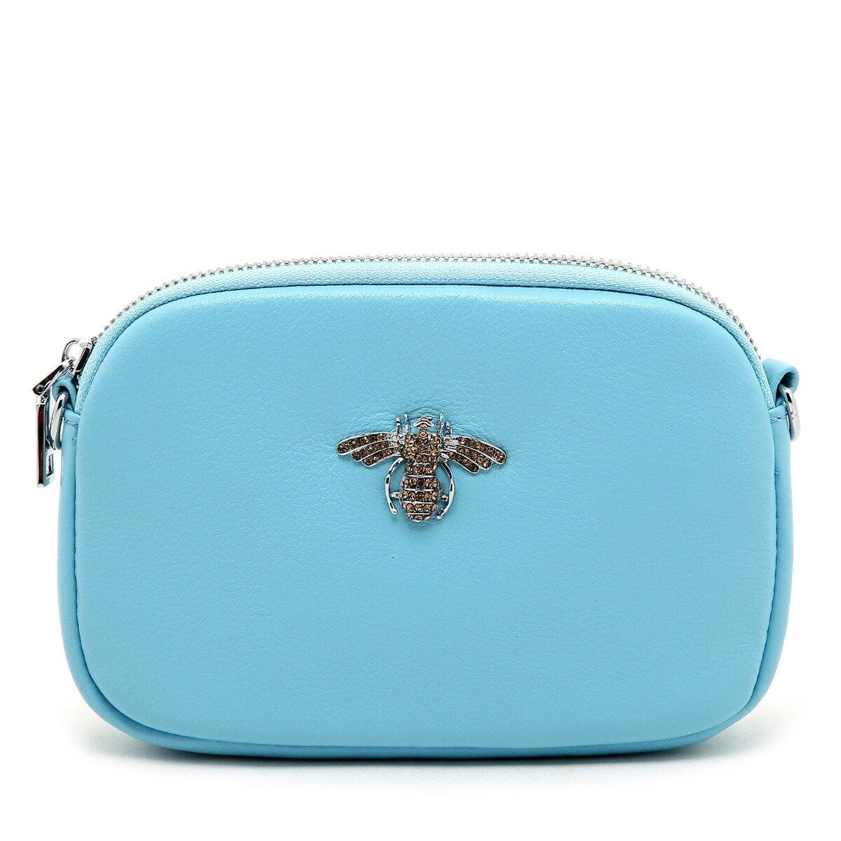 

Кожаная сумка с кристаллами в виде пчелы PEACH ACCESSORIES, синий