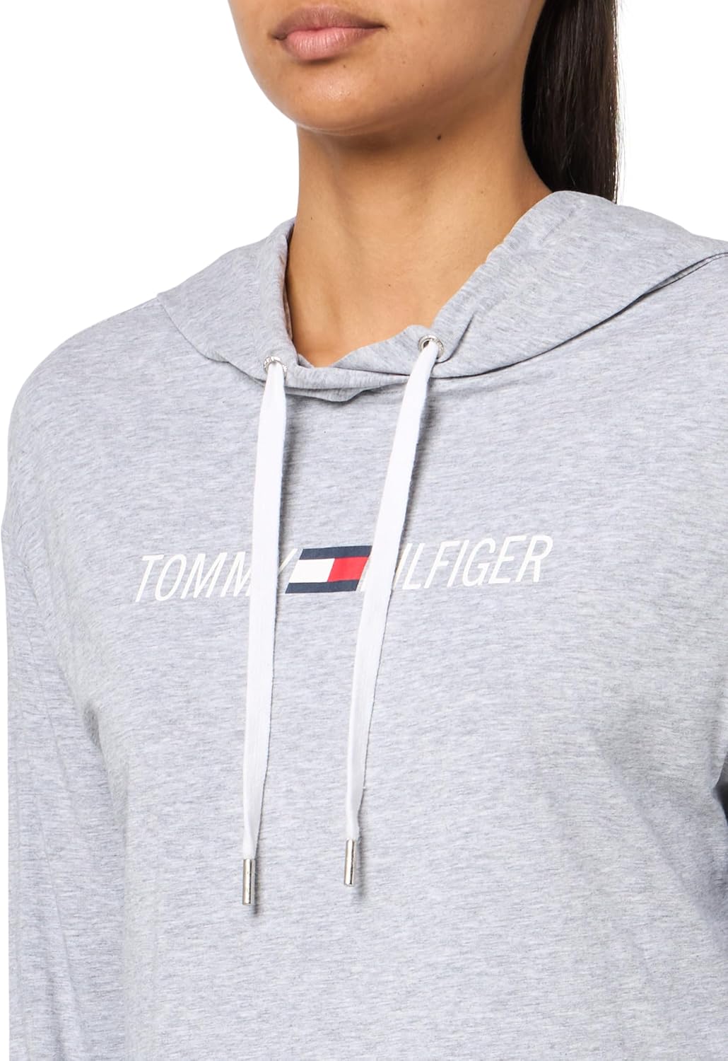 Худи Tommy Hilfiger Lightweight Logo, светло-серый меланжевый — фото 3