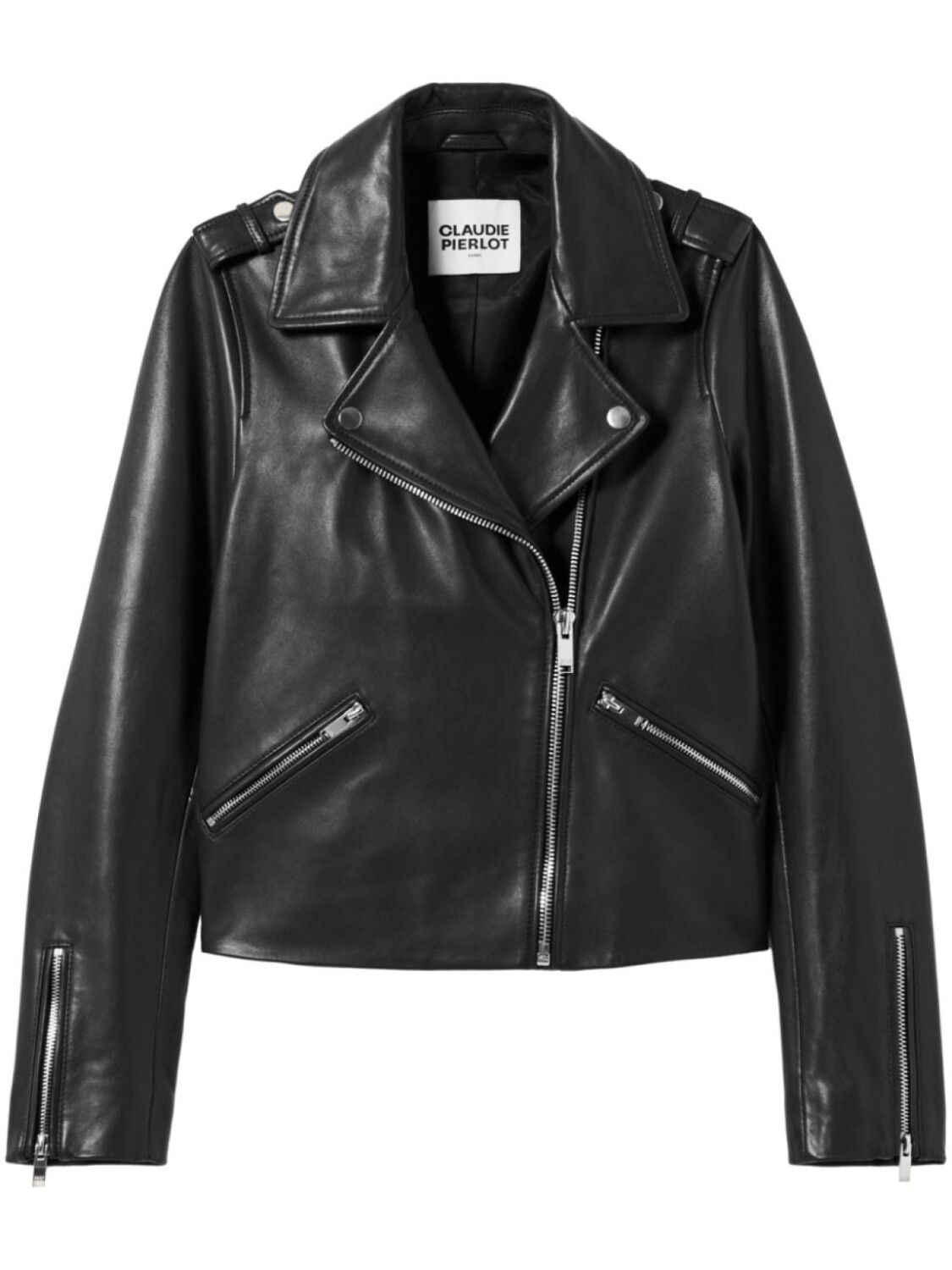 

Кожаная байкерская куртка на молнии Claudie Pierlot, черный