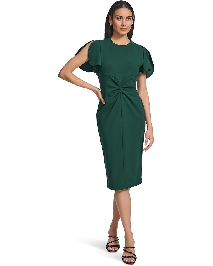 

Платье Calvin Klein Scuba Crepe Split Sleeve Sheath, цвет Malachite