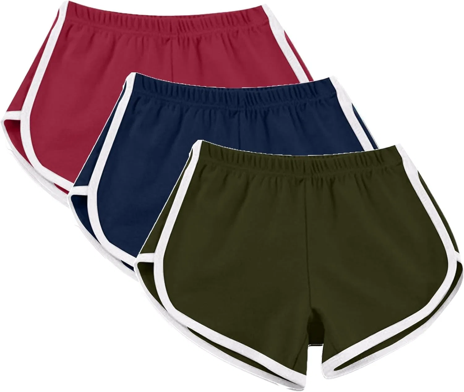 Шорты для бега и фитнеса, высокие, 3 шт, Army Green — фото 3