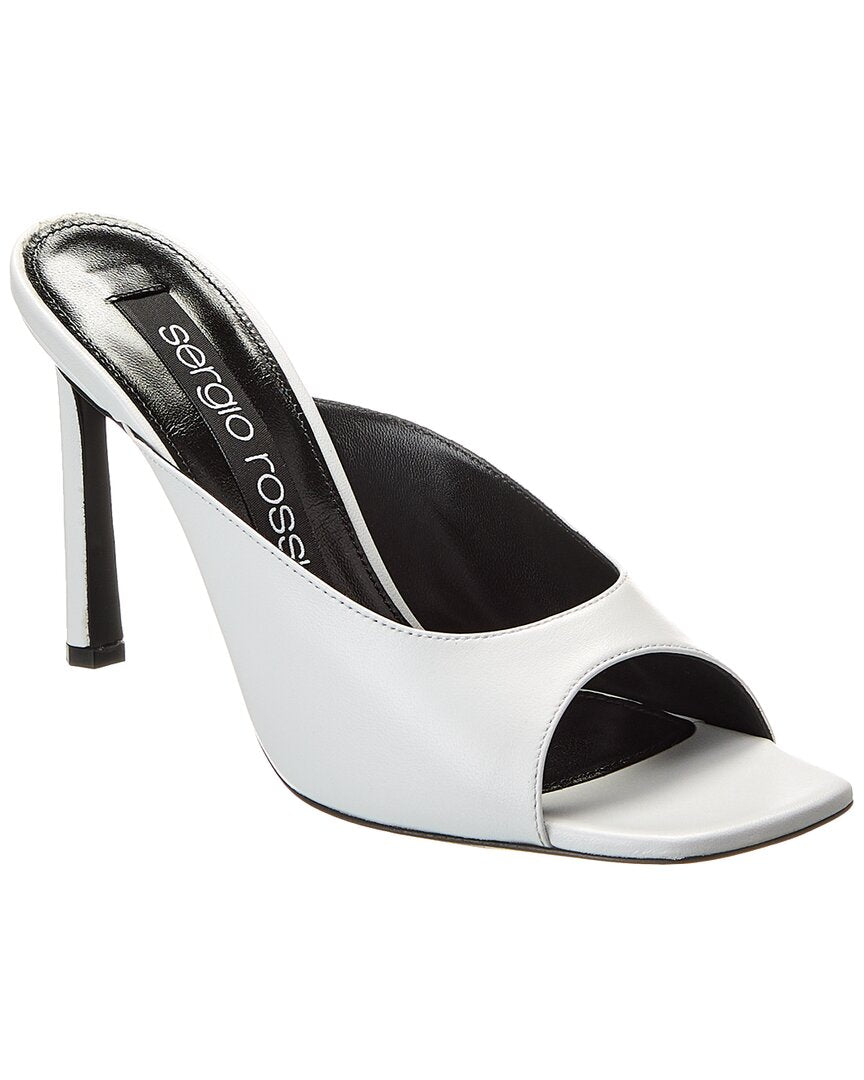 Sergio Rossi Sabot 95 Leather Sandal, белый