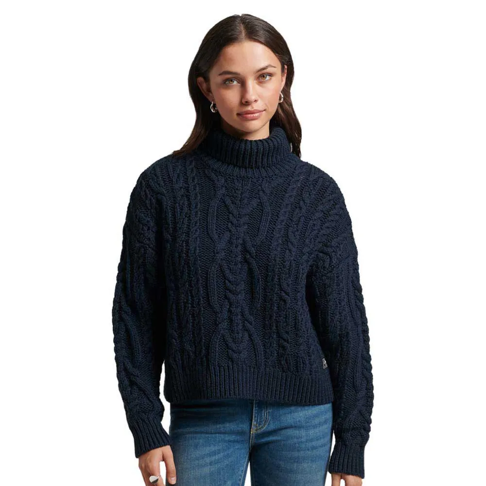 

Свитер Superdry Vintage Cable Knit high neck, синий